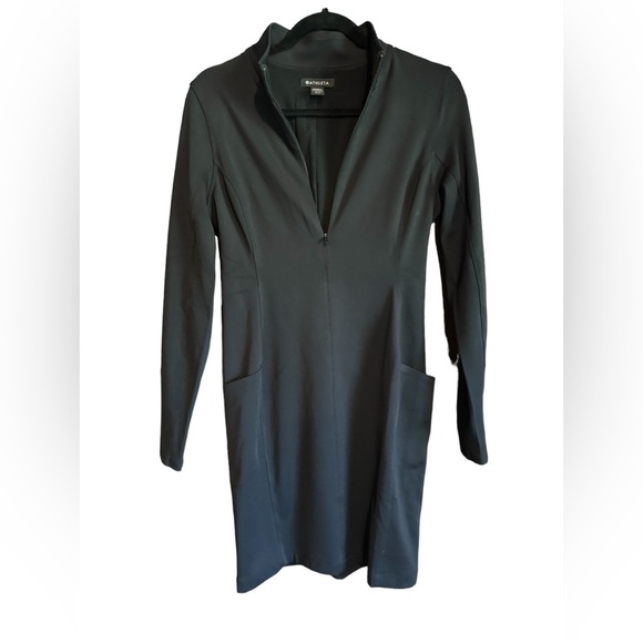 Athleta Woman's Black Delancey Skyline Long Sleeve Dress, Size MP - Picture 2 of 8